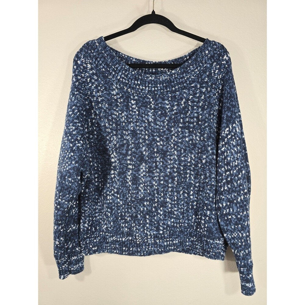 Gap blue marled chunky knit sweater Wide neck Size XL Gorpcore Cabin Core BR